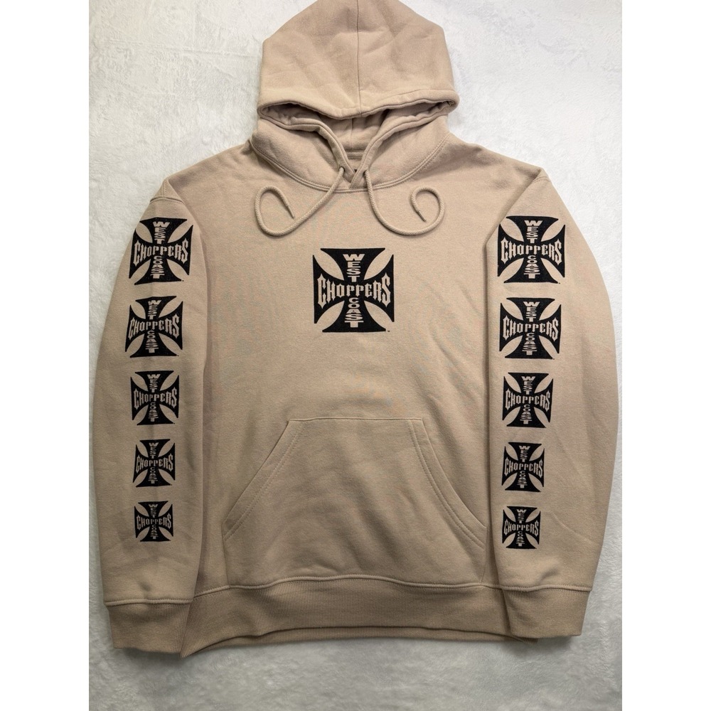 West Coast Choppers Authentic Cross Y2K Tan Hoodie Pullover Sweatshirt Large